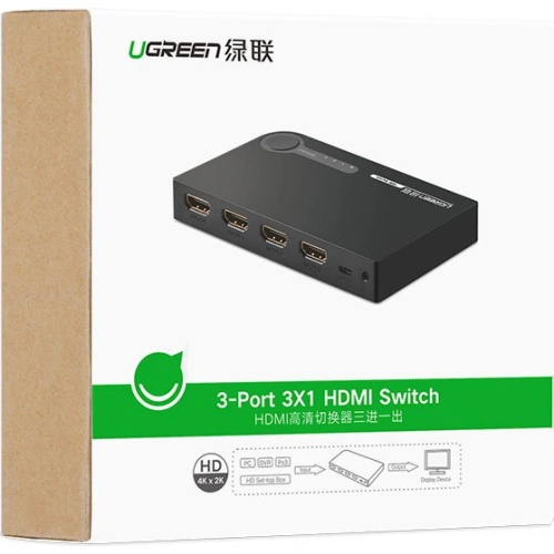 Rozdzielacz UGREEN HDMI - 3x HDMI 3D 4K 7,5Gbps 36bit na kanał czarny