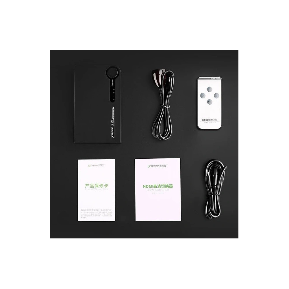 Hurtownia GSM - Rozdělovač UGREEN HDMI - 3x HDMI 3D 4K 7,5Gbps 36bit na kanál černý - UGR1355BLK - {ean13} - Hurt