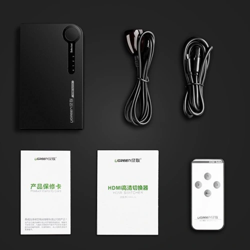 Rozdzielacz UGREEN HDMI - 3x HDMI 3D 4K 7,5Gbps 36bit na kanał czarny