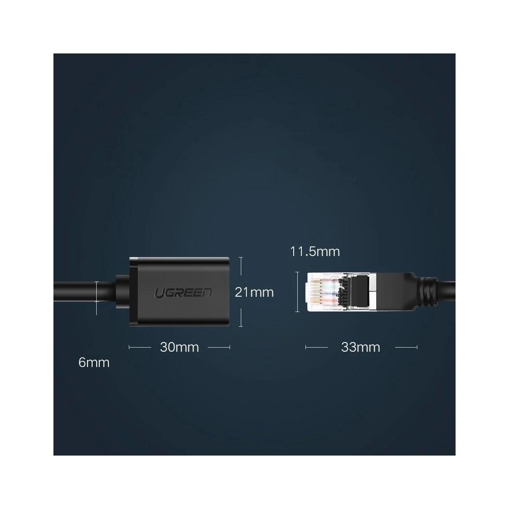 Hurtownia GSM - Prodlužovací kabel UGREEN NW112 Ethernet RJ45 Cat 6 FTP 1000Mbps 5m černý - UGR1356BLK - {ean13} - Hurt
