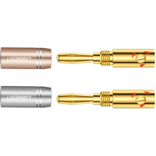 Aluminiowy wtyk audio UGREEN AV149 bananowy pozłacany wielokolorowy [4 pack]