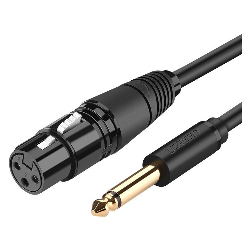Ugreen Distributor - 6957303827213 - UGR1366 - UGREEN AV131 audio cable Microphone cable to Mic XLR (female) - 6.35 mm jack (male) 5m - B2B homescreen