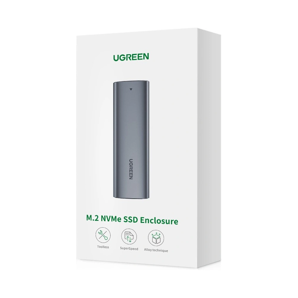 Hurtownia GSM - Obudowa dysku M.2 UGREEN CM400 USB 3.2 Gen 2 (SuperSpeed USB 10 Gbps) + kabel USB-C 0,5m szary - UGR1368GRY - {ean13} - Hurt