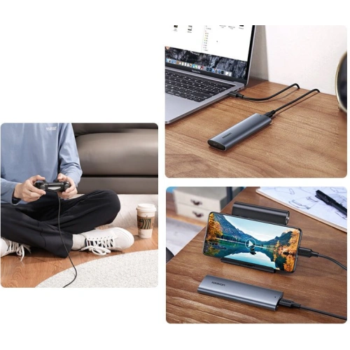 Obudowa dysku M.2 UGREEN CM400 USB 3.2 Gen 2 (SuperSpeed USB 10 Gbps) + kabel USB-C 0,5m szary