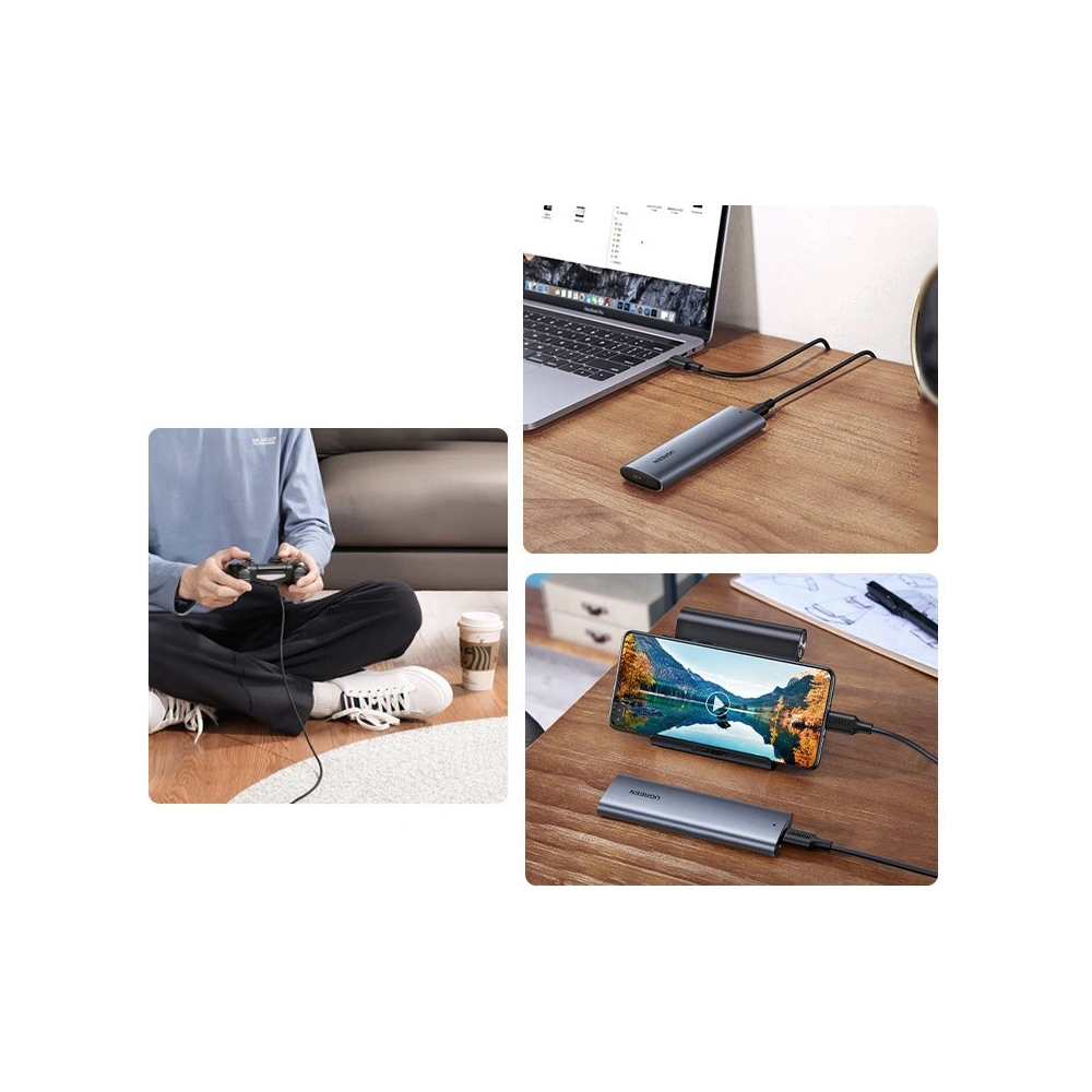 Hurtownia GSM - Obal na disk M.2 UGREEN CM400 USB 3.2 Gen 2 (SuperSpeed USB 10 Gbps) + USB-C kabel 0,5m šedý - UGR1368GRY - {ean13} - Hurt