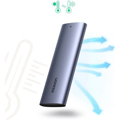 Obudowa dysku M.2 UGREEN CM400 USB 3.2 Gen 2 (SuperSpeed USB 10 Gbps) + kabel USB-C 0,5m szary