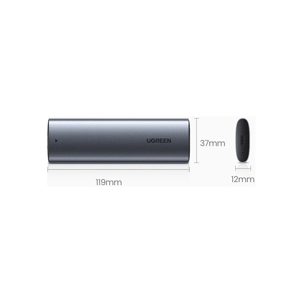 Hurtownia GSM - Obal na disk M.2 UGREEN CM400 USB 3.2 Gen 2 (SuperSpeed USB 10 Gbps) + USB-C kabel 0,5m šedý - UGR1368GRY - {ean13} - Hurt