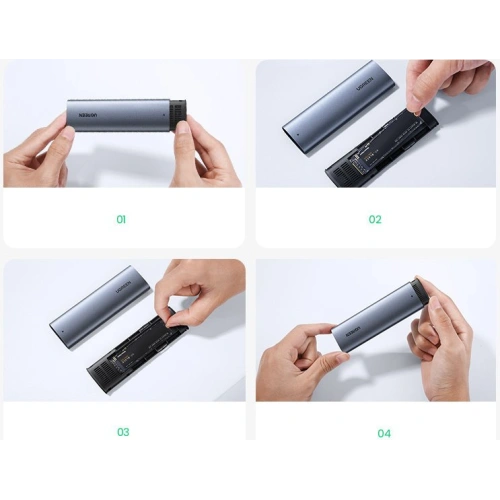 Obudowa dysku M.2 UGREEN CM400 USB 3.2 Gen 2 (SuperSpeed USB 10 Gbps) + kabel USB-C 0,5m szary