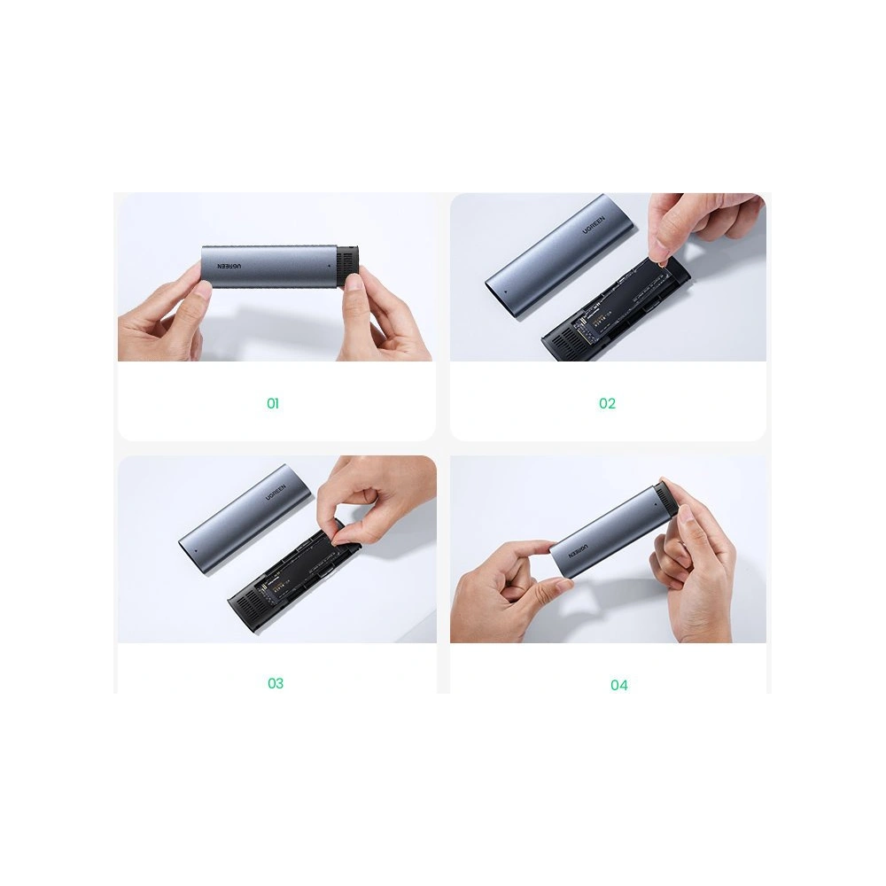 Hurtownia GSM - Obudowa dysku M.2 UGREEN CM400 USB 3.2 Gen 2 (SuperSpeed USB 10 Gbps) + kabel USB-C 0,5m szary - UGR1368GRY - {ean13} - Hurt