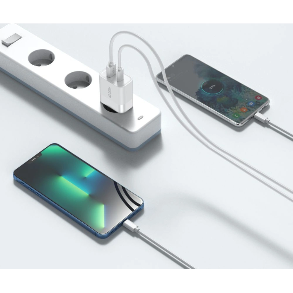 Hurtownia GSM - Ładowarka sieciowa Tech-Protect C30W 2-port Network Charger PD 30W QC 3.0 White - THP1174WHT - {ean13} - Hurt