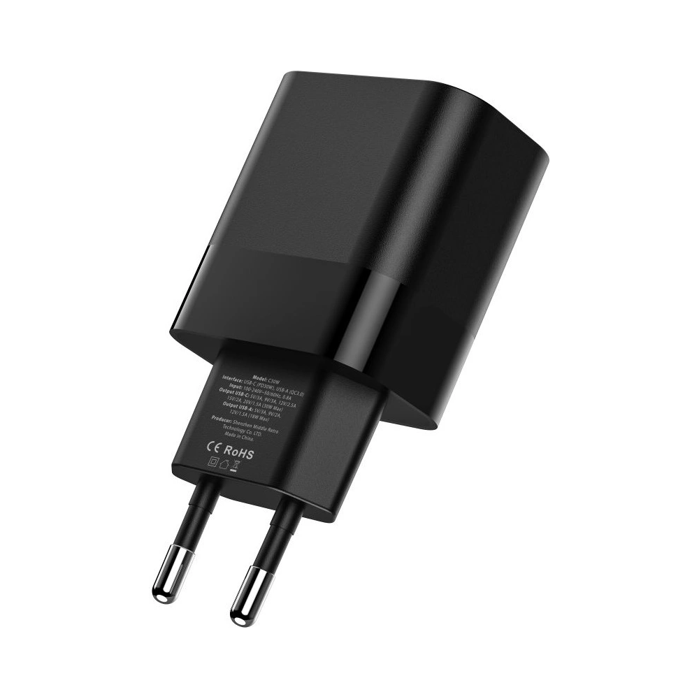 Hurtownia GSM - Ładowarka sieciowa Tech-Protect C30W 2-port Network Charger PD 30W QC 3.0 Black - THP1175BLK - {ean13} - Hurt