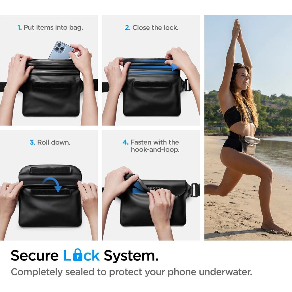 Wholesale Spigen A620 Universal Waterproof Waist Bag Black - SPN2277BLK - {ean13} - Hurt