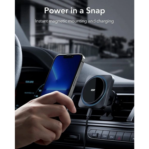 Uchwyt samochodowy ESR Halolock Cryoboost MagSafe Magnetic z wentylatorem chłodzącym Frosted Onyx