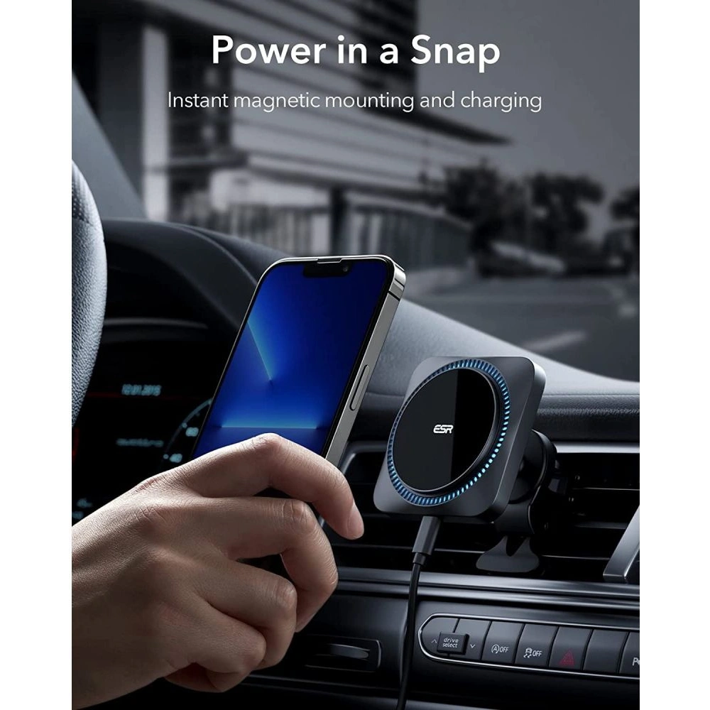 Wholesale ESR Halolock Cryoboost Magsafe Magnetic Vent Car Mount with cooling fan Frosted Onyx - ESR499ONYX - {ean13} - Hurt