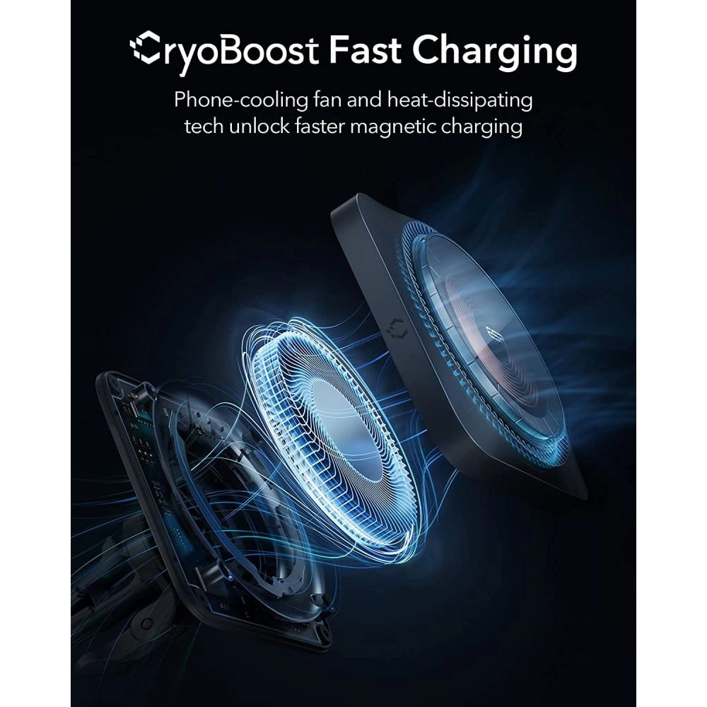 Hurtownia GSM - Upevnění do auta ESR Halolock Cryoboost MagSafe Magnetic s chladicím ventilátorem Frosted Onyx - ESR499ONYX - {ean13} - Hurt