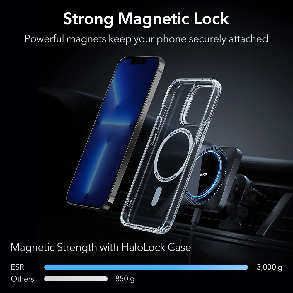 Wholesale ESR Halolock Cryoboost Magsafe Magnetic Vent Car Mount with cooling fan Frosted Onyx - ESR499ONYX - {ean13} - Hurt