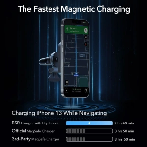 Uchwyt samochodowy ESR Halolock Cryoboost MagSafe Magnetic z wentylatorem chłodzącym Frosted Onyx
