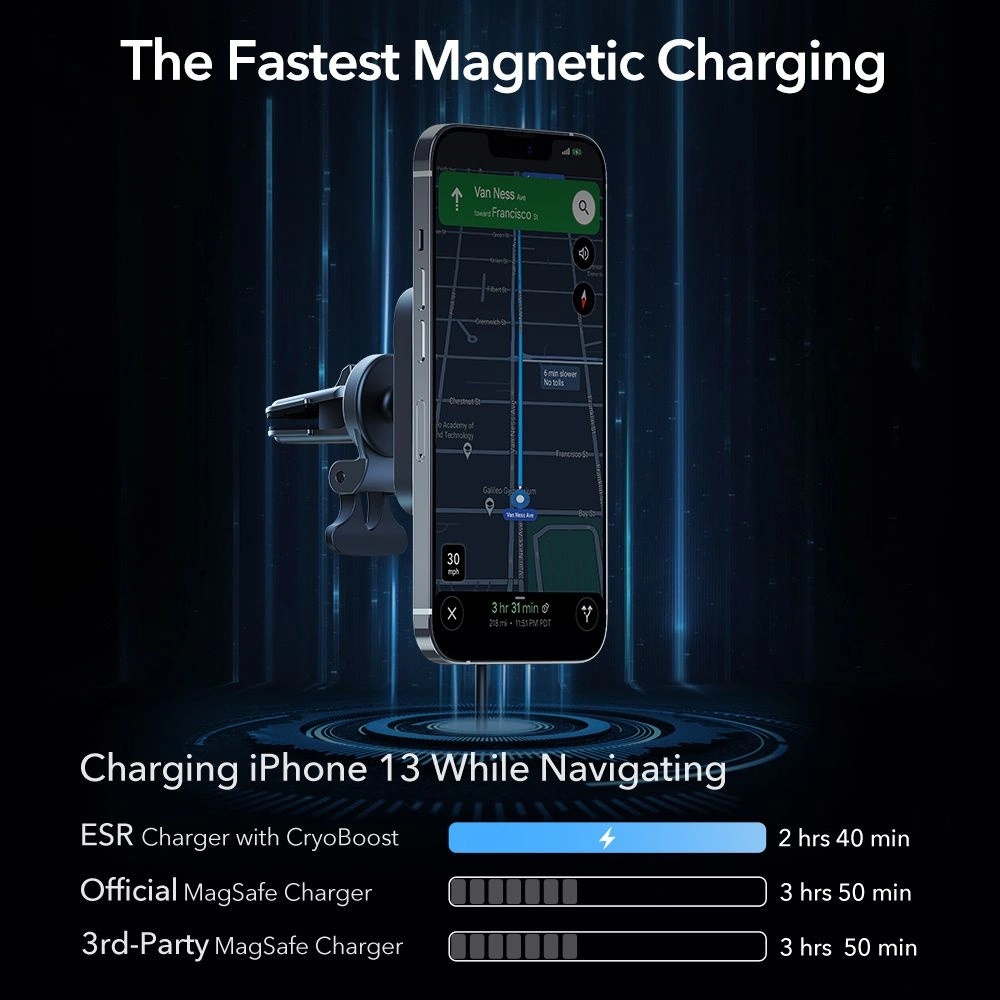 Hurtownia GSM - Upevnění do auta ESR Halolock Cryoboost MagSafe Magnetic s chladicím ventilátorem Frosted Onyx - ESR499ONYX - {ean13} - Hurt