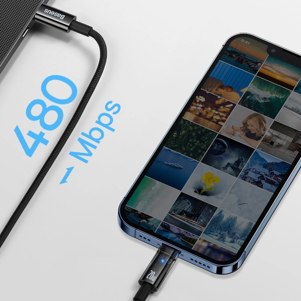 Kabel Baseus Explorer Series USB-C – Lightning 20W 2m modrý