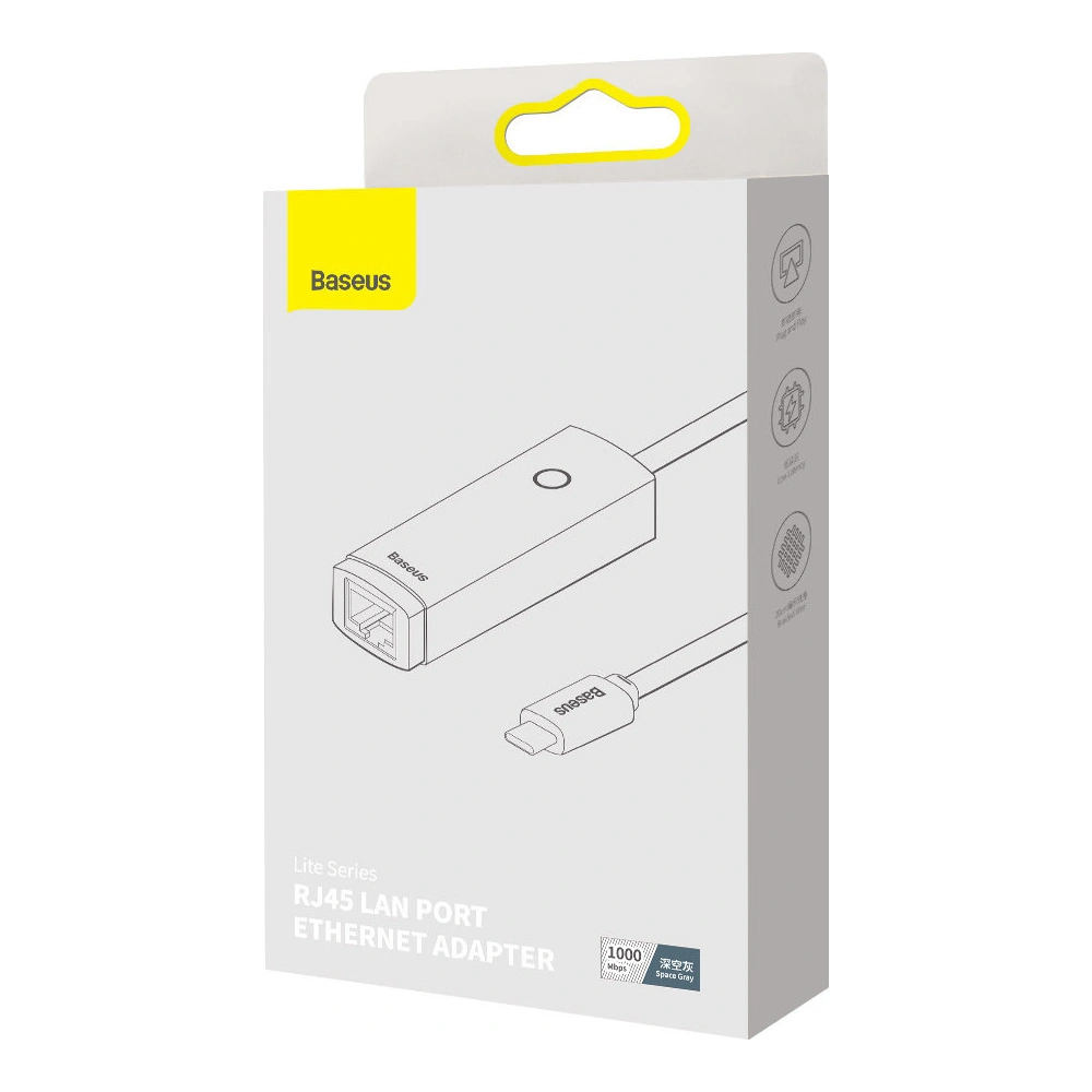Adaptér Baseus Lite Series USB-C - RJ45 1000Mbps černý