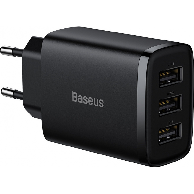 Baseus Distributor - 6932172606961 - BSU3467BLK - Baseus Compact charger 3x USB 17W black - B2B homescreen