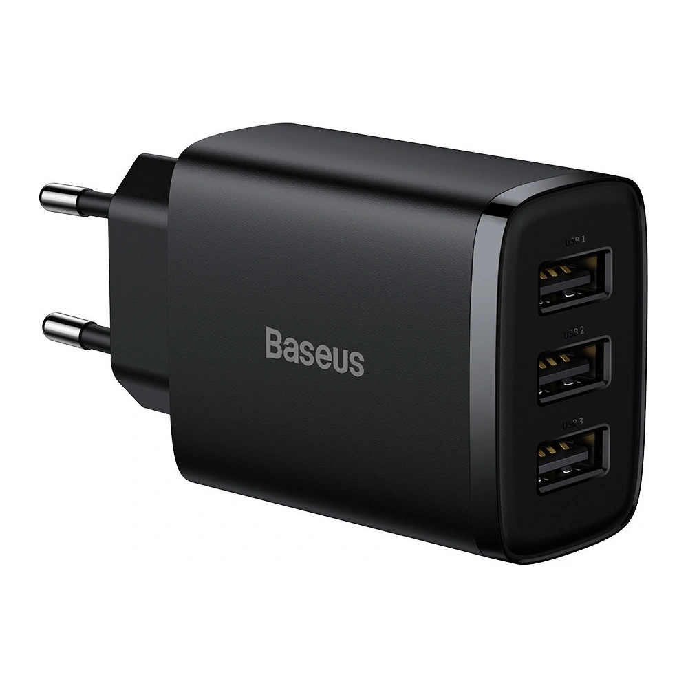 Hurtownia GSM - Ładowarka sieciowa Baseus Compact 3x USB-A 17W czarny - BSU3467BLK - {ean13} - Hurt
