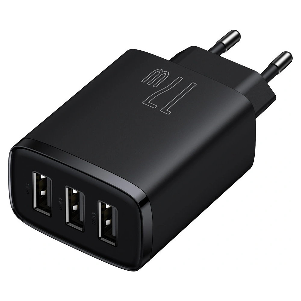 Hurtownia GSM - Napájecí adaptér Baseus Compact 3x USB-A 17W černý - BSU3467BLK - {ean13} - Hurt