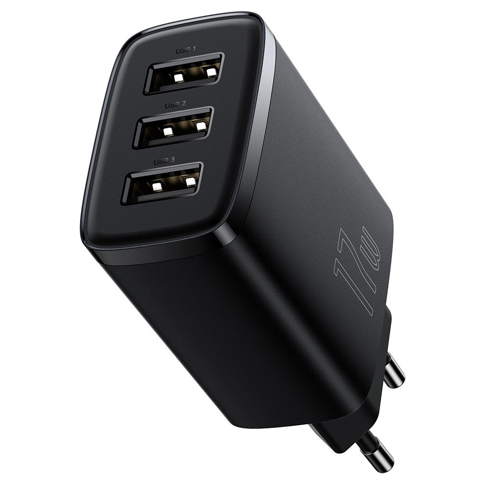 Hurtownia GSM - Ładowarka sieciowa Baseus Compact 3x USB-A 17W czarny - BSU3467BLK - {ean13} - Hurt