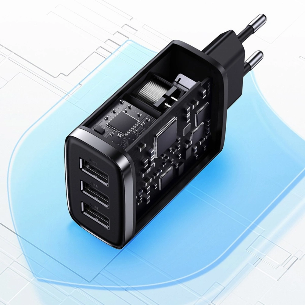 Hurtownia GSM - Ładowarka sieciowa Baseus Compact 3x USB-A 17W czarny - BSU3467BLK - {ean13} - Hurt