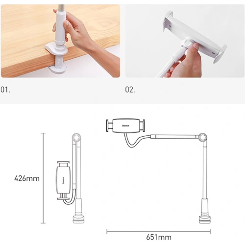 Elastyczny uchwyt biurkowy Baseus Otaku szary