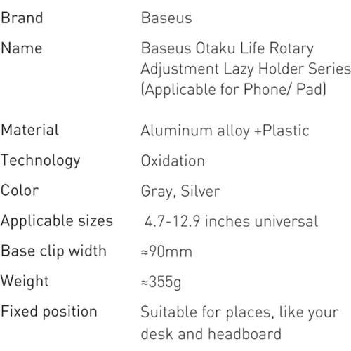 Elastyczny uchwyt biurkowy Baseus Otaku szary