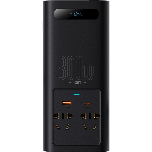 Przetwornica samochodowa Baseus IGBT 300W 220V (wtyczka CN/EU) czarny