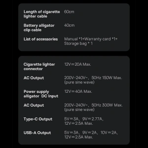Automobilní měnič Baseus IGBT 300W 220V (zástrčka CN/EU) černý