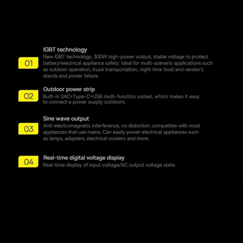 Przetwornica samochodowa Baseus IGBT 300W 220V (wtyczka CN/EU) czarny
