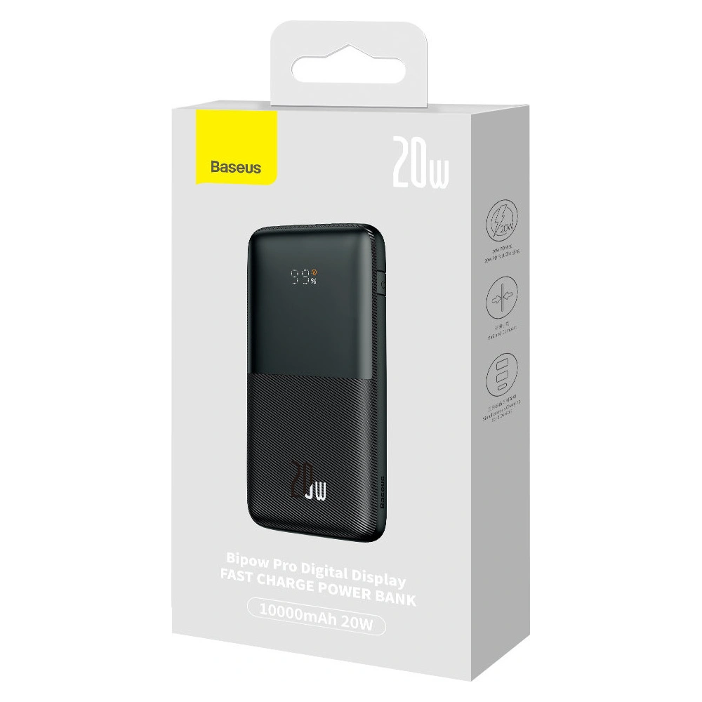 Hurtownia GSM - Powerbank Baseus Bipow Pro 10000mAh 20W 2x USB-A + USB-C + kabel USB-C 3A 0.3m černý - BSU3472BLK - {ean13} - Hurt