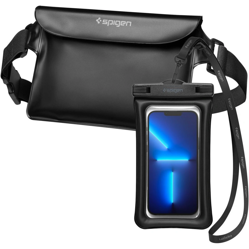 Hurtownia GSM - Etui + vodotěsná taška Spigen A621 Univerzální vodotěsný obal a pásková taška černá - SPN2279BLK - {ean13} - Hurt