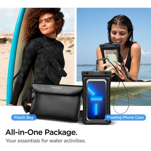 Etui + saszetka wodoszczelna Spigen A621 Universal Waterproof Case & Waist Bag Black