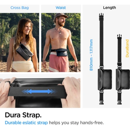 Etui + saszetka wodoszczelna Spigen A621 Universal Waterproof Case & Waist Bag Black