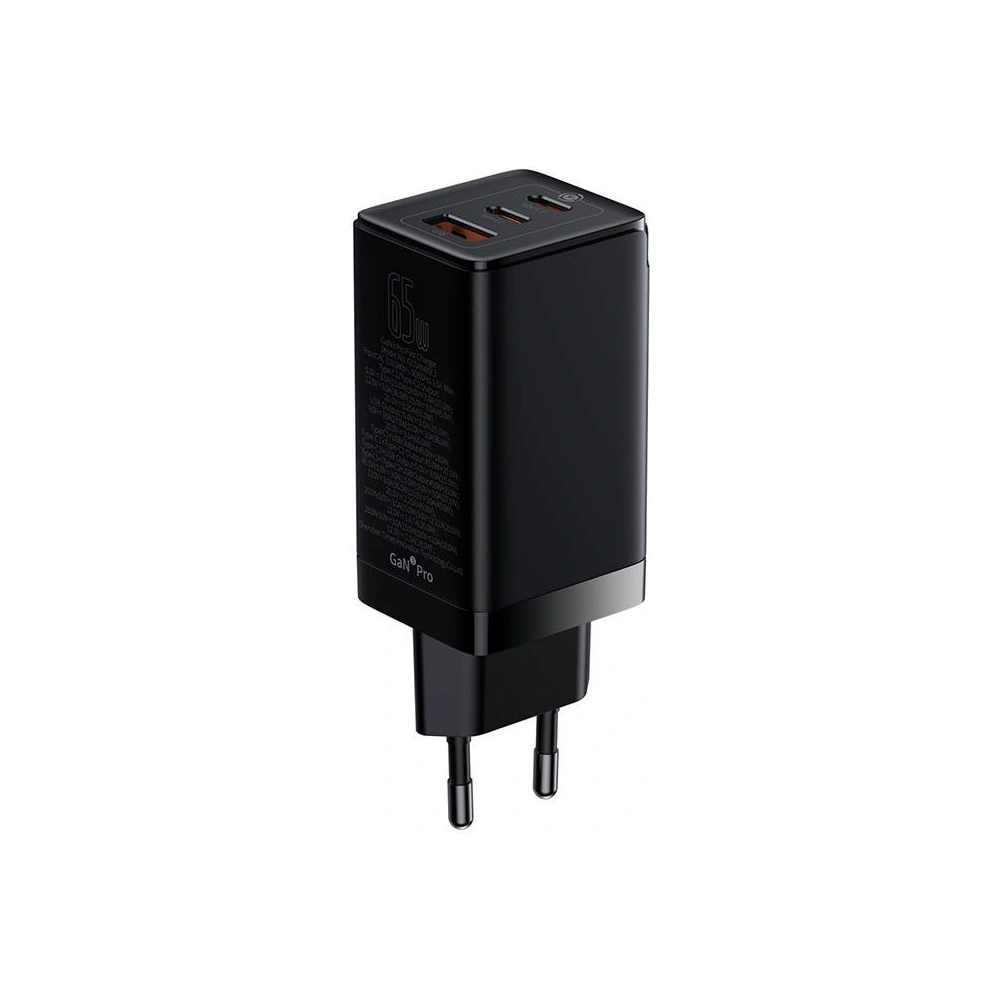 Hurtownia GSM - Ładowarka sieciowa Baseus GaN3 Pro 2xUSB-C + USB-A 65W (czarna) - BSU3480BLK - {ean13} - Hurt