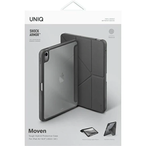 Etui UNIQ Moven Apple iPad Air 10.9 2020/2022 (4. i 5. generacji) / iPad Air 11 2024 (6. generacji) Antimicrobial szary/charcoal grey