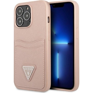 Etui Guess GUHCP13LPSATPP Apple iPhone 13 Pro różowy/pink hardcase SaffianoTriangle Logo Cardslot