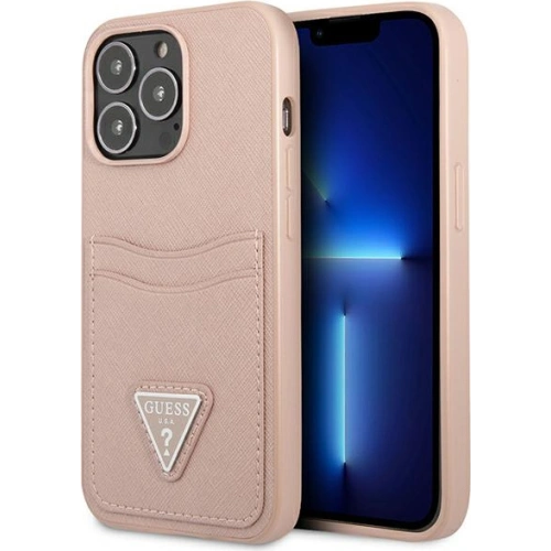 Etui Guess GUHCP13LPSATPP Apple iPhone 13 Pro różowy/pink hardcase SaffianoTriangle Logo Cardslot
