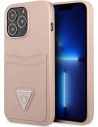 Etui Guess GUHCP13LPSATPP Apple iPhone 13 Pro růžový/pink hardcase SaffianoTriangle Logo Cardslot