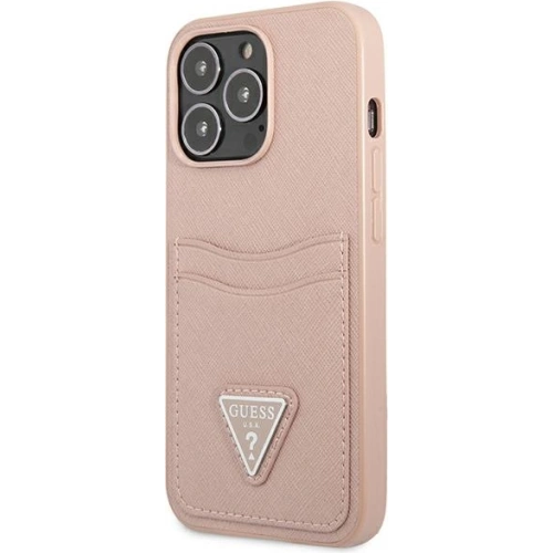 Etui Guess GUHCP13LPSATPP Apple iPhone 13 Pro różowy/pink hardcase SaffianoTriangle Logo Cardslot