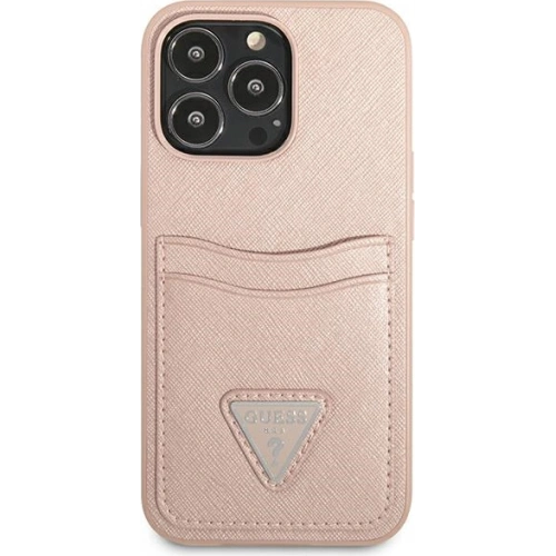 Etui Guess GUHCP13LPSATPP Apple iPhone 13 Pro różowy/pink hardcase SaffianoTriangle Logo Cardslot