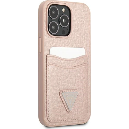 Etui Guess GUHCP13LPSATPP Apple iPhone 13 Pro różowy/pink hardcase SaffianoTriangle Logo Cardslot