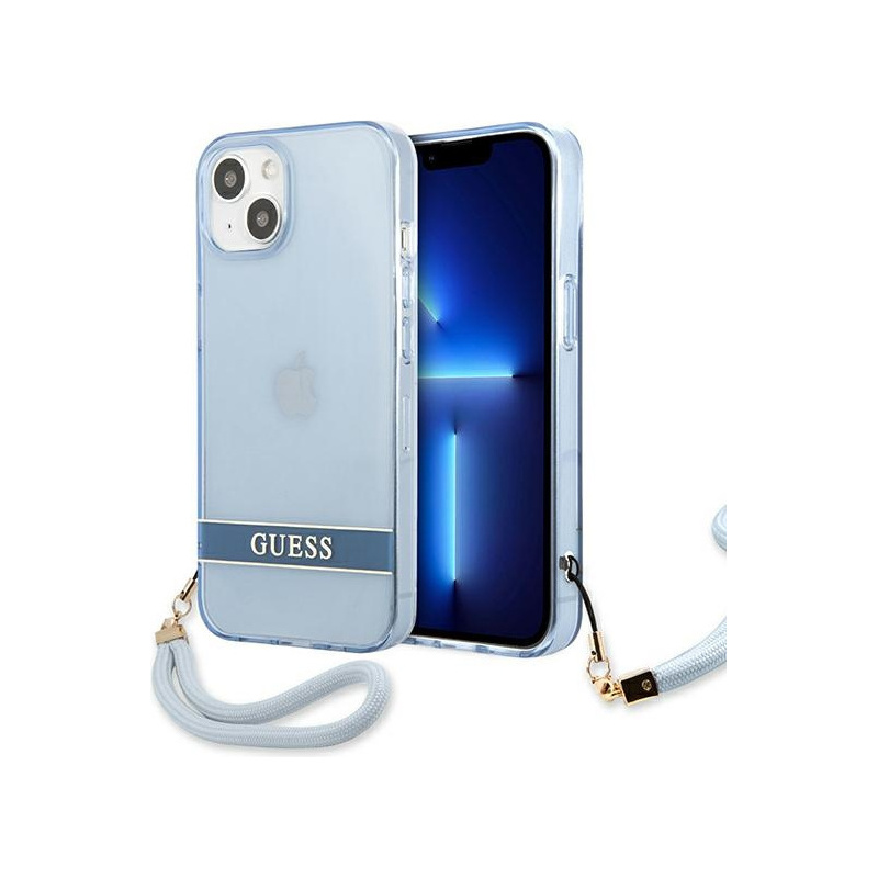 Guess Distributor - 3666339040673 - GUE1869BLU - Guess GUHCP13SHTSGSB Apple iPhone 13 mini blue hardcase Translucent Stap - B2B homescreen