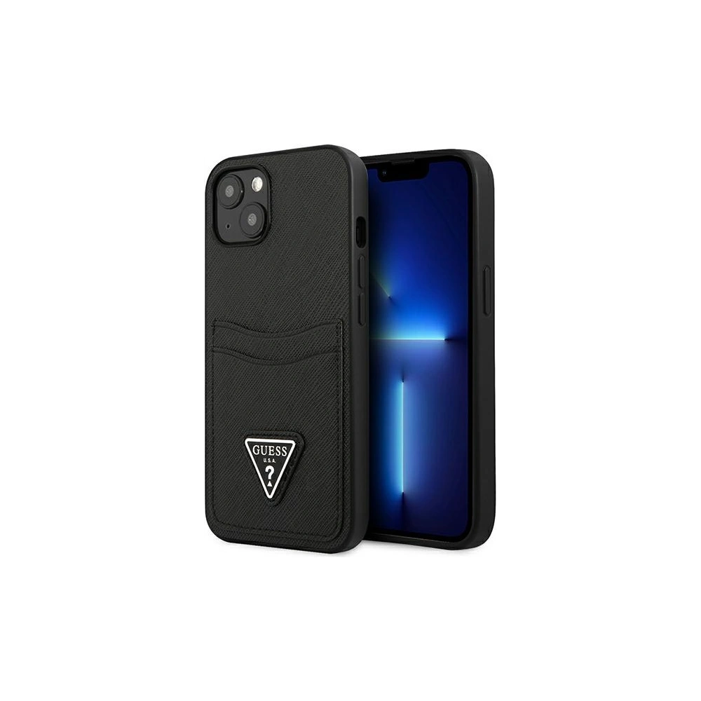 Hurtownia GSM - Etui Guess GUHCP13SPSATPK Apple iPhone 13 mini černý/black hardcase SaffianoTriangle Logo Cardslot - GUE1870BLK - {ean13} - Hurt