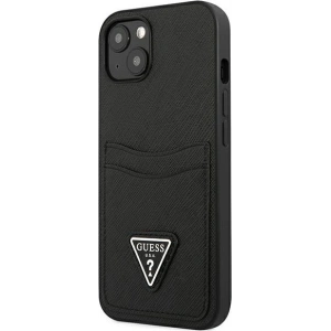 Hurtownia GSM - Etui Guess GUHCP13SPSATPK Apple iPhone 13 mini czarny/black hardcase SaffianoTriangle Logo Cardslot - GUE1870BLK - {ean13} - Hurt