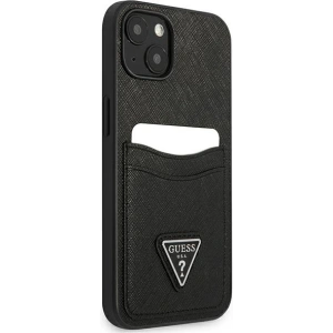 Hurtownia GSM - Etui Guess GUHCP13SPSATPK Apple iPhone 13 mini czarny/black hardcase SaffianoTriangle Logo Cardslot - GUE1870BLK - {ean13} - Hurt
